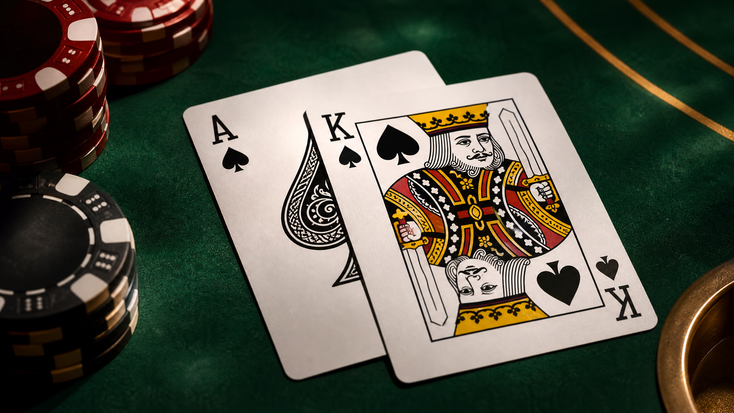 Blackjack hand showing Ace and King at casinos not on GamStop