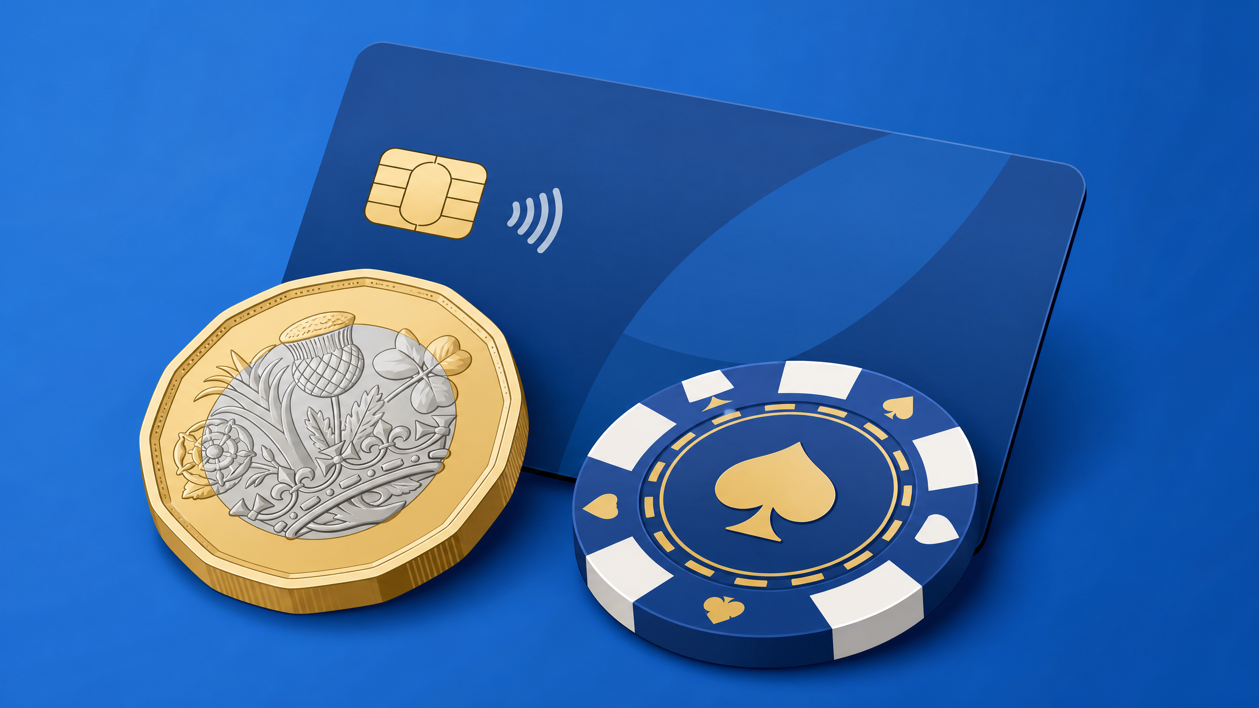 UK debit card and casino chip for gambling not on GamStop